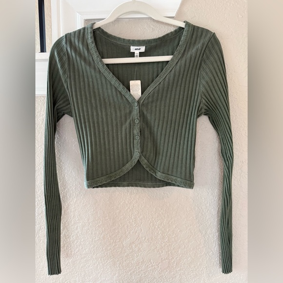 NWT Aerie Cropped Ribbed Cardigan - Picture 3 of 6